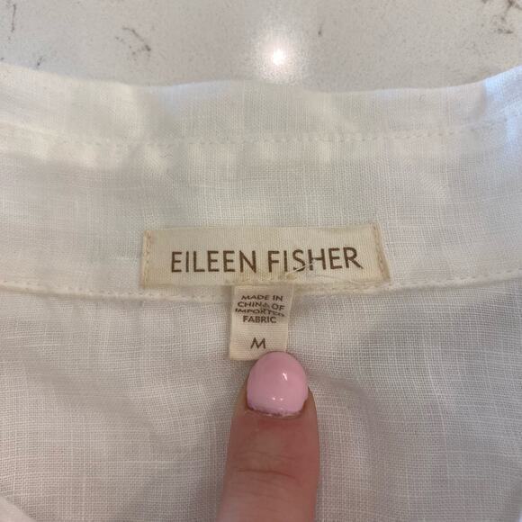 Eileen Fisher 100% Irish Linen Button Up Top Tunic‎ Size Medium - Picture 4 of 11